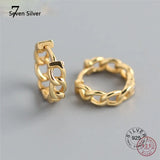 925 Silver Punk Hip-Hop Cuba Chain Studs Earrings Women