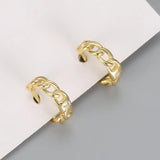 925 Silver Cuban Chain Stud Earrings for Women