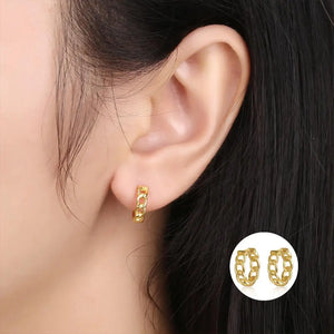 925 Silver Cuban Chain Stud Earrings for Women
