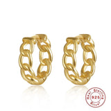 925 Silver Cuban Chain Stud Earrings for Women