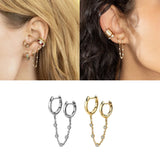 925 Silver Rainbow Moon Star Hoop Earrings Crystal Zircon Chain Earring