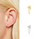 925 Silver Rainbow Moon Star Hoop Earrings Crystal Zircon Chain Earring