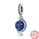 925 Silver Travel Air Plane Car Passport Globe Pav Feather Charm