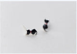925 Silver Cat Stud Earrings Girls Women Jewelry