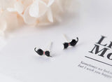 925 Silver Cat Stud Earrings Girls Women Jewelry