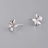 925 Silver Flower Stud Earrings Women's Jewelry