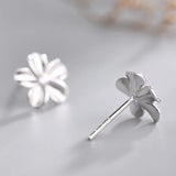 925 Silver Flower Stud Earrings Women's Jewelry