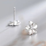 925 Silver Flower Stud Earrings Women's Jewelry