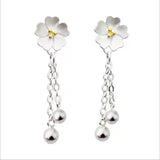 925 Silver Flower Stud Earrings Women Girls Jewelry Brincos