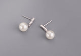 100% 925 Sterling Silver Pearl Stud Earrings for Women Girls