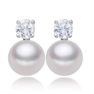 925 Silver Pearl Zircon Stud Earrings for Women
