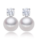 925 Silver Pearl Zircon Stud Earrings for Women
