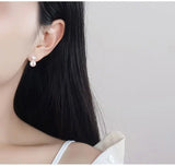925 Silver Pearl Zircon Stud Earrings for Women