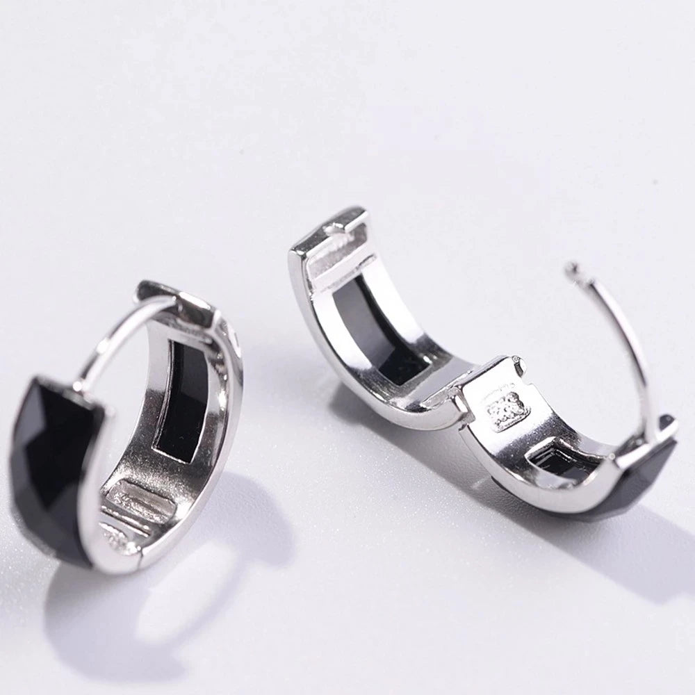 925 Silver Vintage Craft Faceted Agate Earrings for Woman