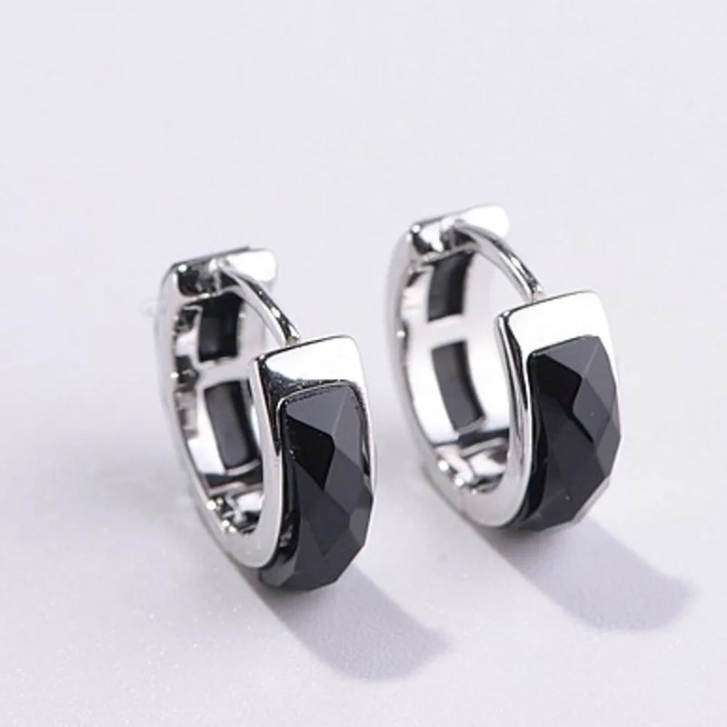 925 Silver Vintage Craft Faceted Agate Earrings for Woman