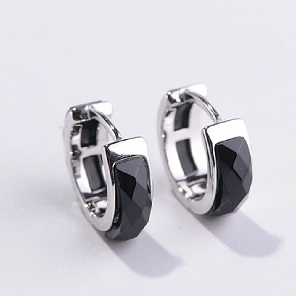 925 Silver Vintage Craft Faceted Agate Earrings for Woman
