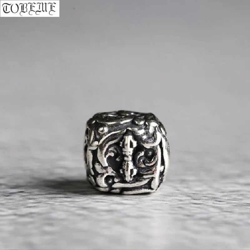 925 Silver Tibetan Dorje Symbol Beads Sterling Silver Buddhist Vajra Loose Beads