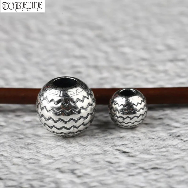 925 Silver Wave Symbol Beads Large Hole Sterling Silver Loose Beads