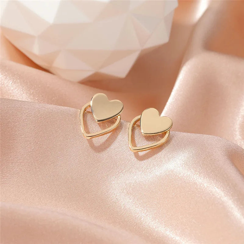 925 Sterling Silver Heart Earrings Punk Vintage Hollow Heart Stud Earrings