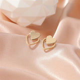 925 Sterling Silver Heart Earrings Punk Vintage Hollow Heart Stud Earrings