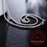 Men's 925 Sterling Silver 3mm Twisted Rope Chain Necklace 16-30inch Charm Colar