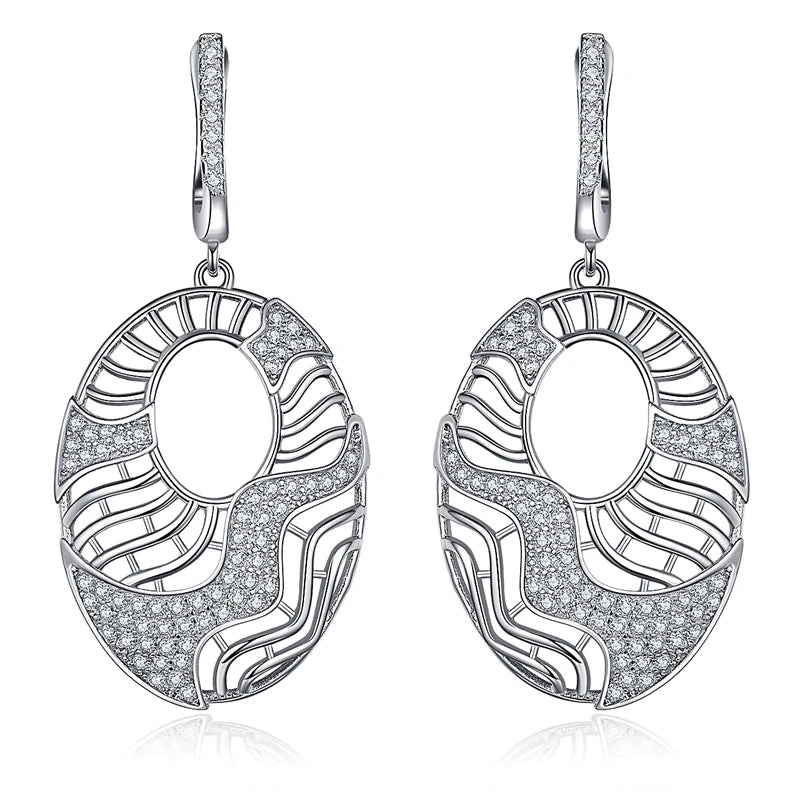925 Silver Hallow Zircon Clip-on Earrings for Women