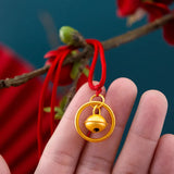 14K Bell Pendant Necklace for Women Fine Jewelry 999 Solid Pendants Chains
