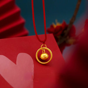 14K Bell Pendant Necklace for Women Fine Jewelry 999 Solid Pendants Chains