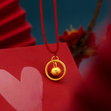 14K Bell Pendant Necklace for Women Fine Jewelry 999 Solid Pendants Chains