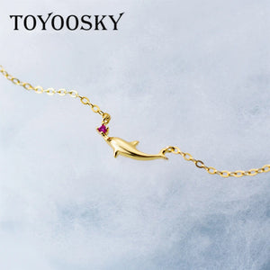 925 Sterling Silver Love Dolphin Pendant Necklace Women Animal Jewelry