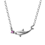 925 Sterling Silver Love Dolphin Pendant Necklace Women Animal Jewelry