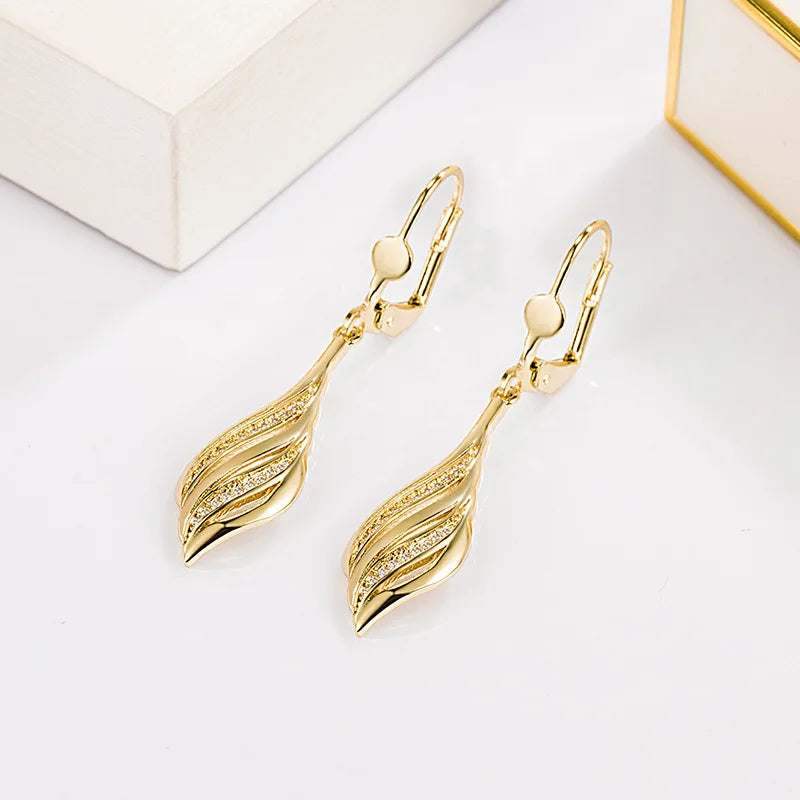 14K Diamond Gemstone Drop Earrings Women's Jewelry