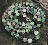 10mm Colorful Fluorite Crystal Beads Necklace 32''