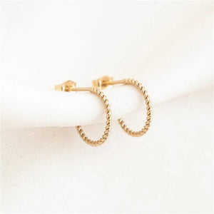 14K Filled Braided Hoop Earrings Boho Twist Hypoallergenic