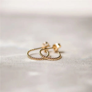 14K Filled Braided Hoop Earrings Boho Twist Hypoallergenic
