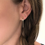 14K Filled Chain Asymmetry Earrings Zircon Earrings Jewelry Brinco Vintage