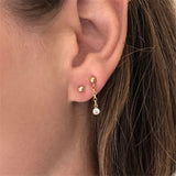 14K Filled Chain Asymmetry Earrings Zircon Earrings Jewelry Brinco Vintage