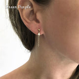 14K Filled Chain Asymmetry Earrings Zircon Earrings Jewelry Brinco Vintage
