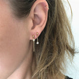 14K Filled Chain Asymmetry Earrings Zircon Earrings Jewelry Brinco Vintage