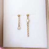 14K Filled Chain Asymmetry Earrings Zircon Earrings Jewelry Brinco Vintage