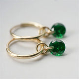 14K Filled Birthstone Hoop Earrings Fine Jewelry 15MM Brincos Pendientes