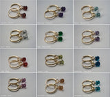 14K Filled Birthstone Hoop Earrings Fine Jewelry 15MM Brincos Pendientes