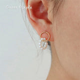 14K Filled Pearl Bead Multi-hoop Earrings Wedding Jewelry