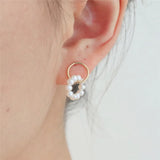 14K Filled Pearl Bead Multi-hoop Earrings Wedding Jewelry