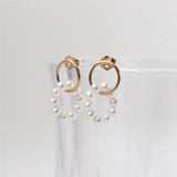 14K Filled Pearl Bead Multi-hoop Earrings Wedding Jewelry