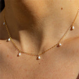 14K Filled Natural Pearl Choker Necklace for Women