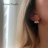 14K Filled Teardrop Pearl Earrings Minimalism Jewelry Vintage