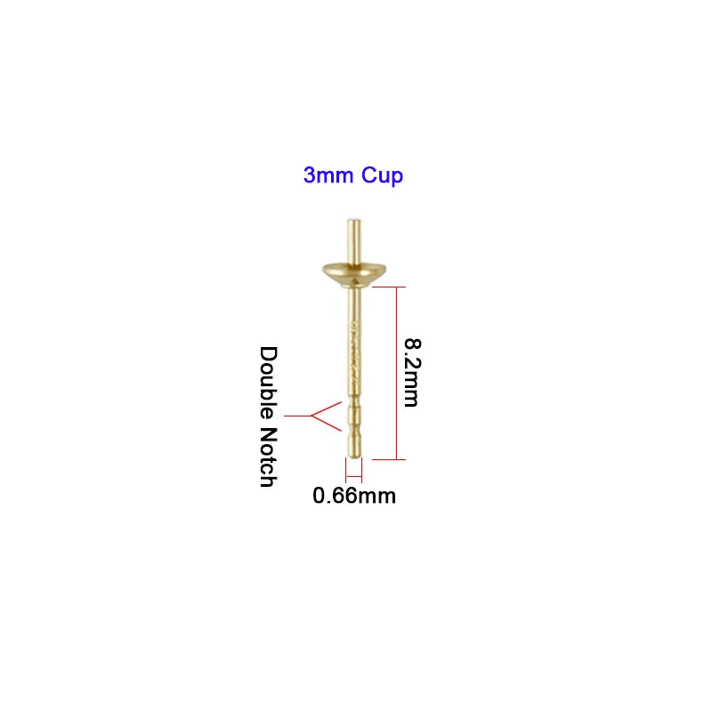 Real 14K Filled Pearl Cup 3MM/4MM/5MM/6MM Cup & Double or Single Notch
