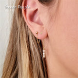 14K Filled Star Stud Earrings Natural Pearls Drop Earrings Vintage Jewelry