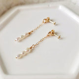14K Filled Star Stud Earrings Natural Pearls Drop Earrings Vintage Jewelry